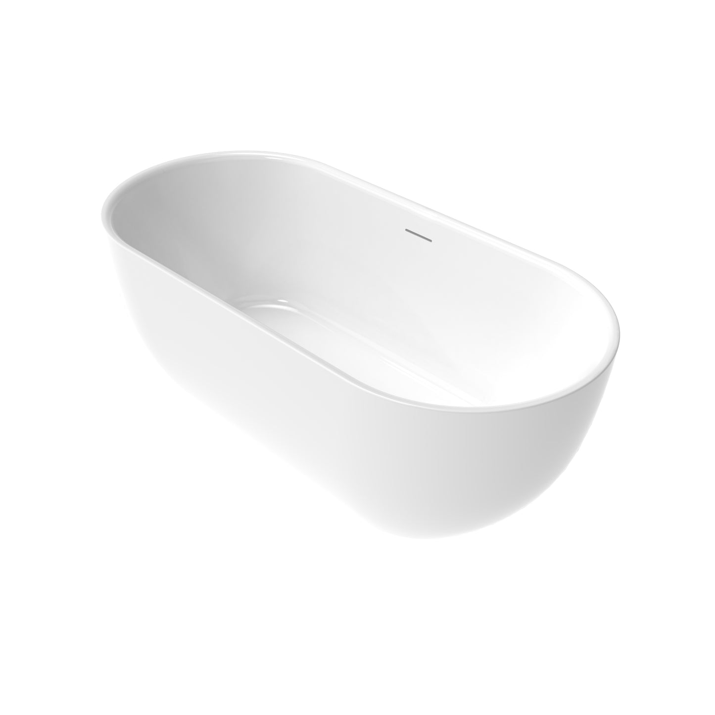 59" Freestanding Bathtub Acrylic White, Heated Soaking Tub Classic Oval Design, Toe-tap Chrome Central Drain, cUPC Certified